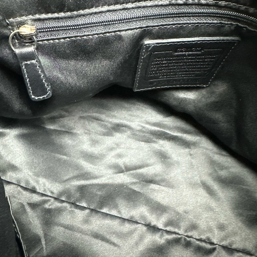 Coach Black Patent Inlaid Leather & Suede Cs Satchel Handbag